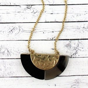 Gray Tortoiseshell & Half Moon Gold-tone Necklace